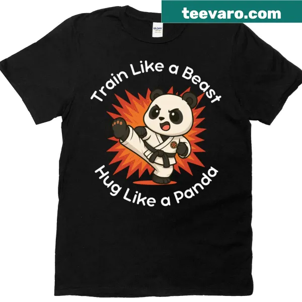 Kawaii T-shirt with a panda and motivational text for martial artists