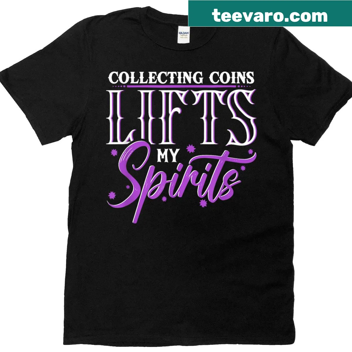 Vintage-style t-shirt for coin collectors with artistic coin graphics — on a men's t-shirt