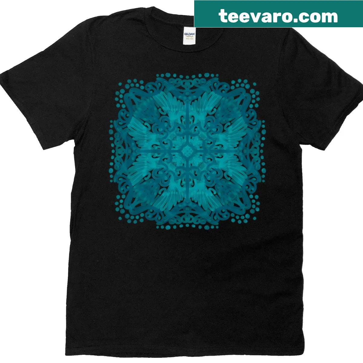 Abstract illustration of a volatile microcosm on a t-shirt — on a men's t-shirt