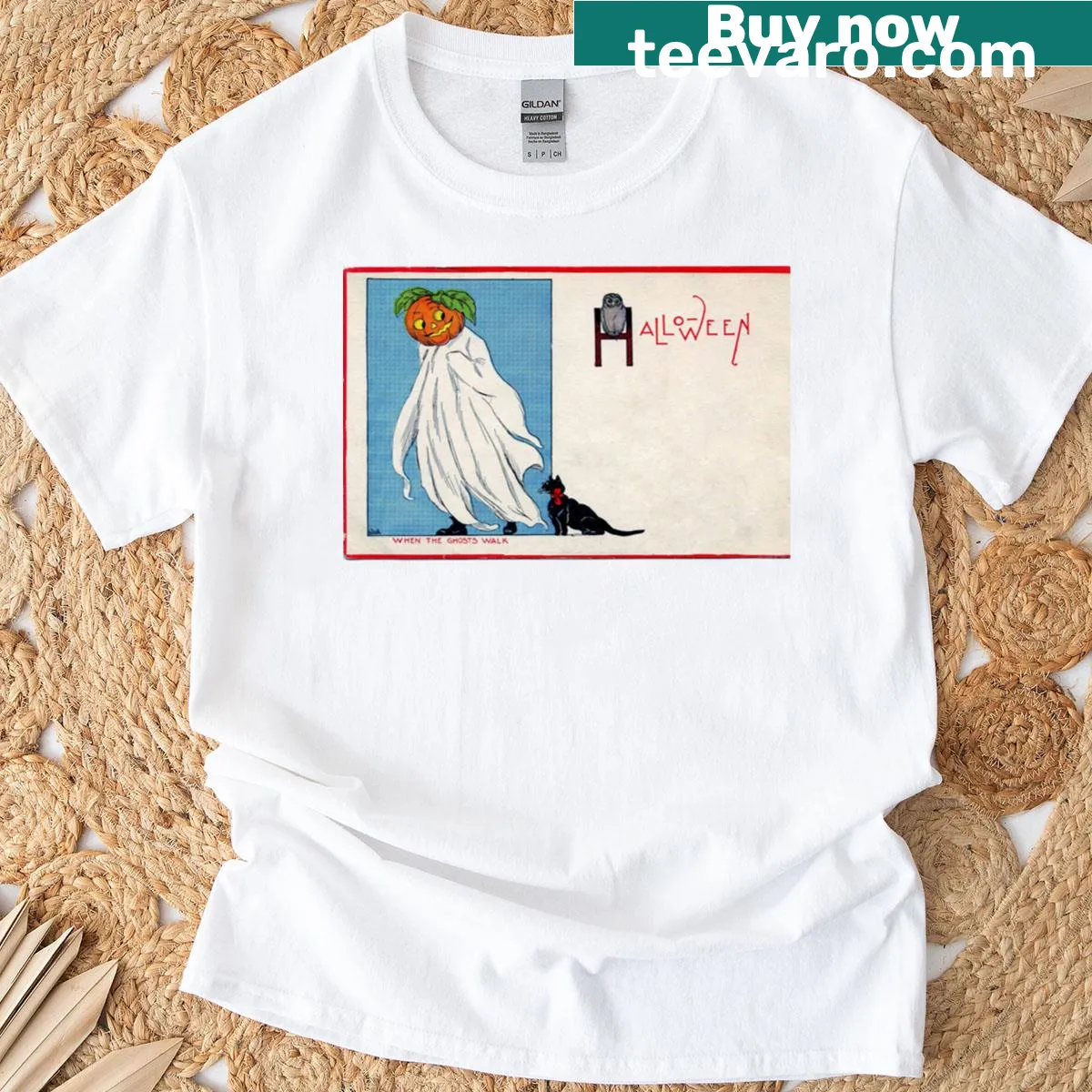 Silhouette design t-shirt featuring ghostly apparitions — on a men's t-shirt