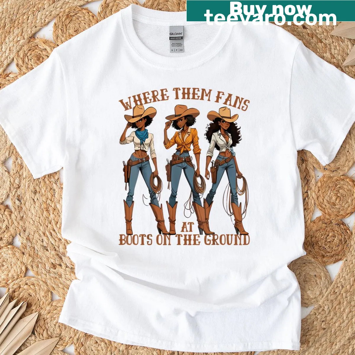 Cowgirl linedance T-shirt with boots illustration — on a men's t-shirt