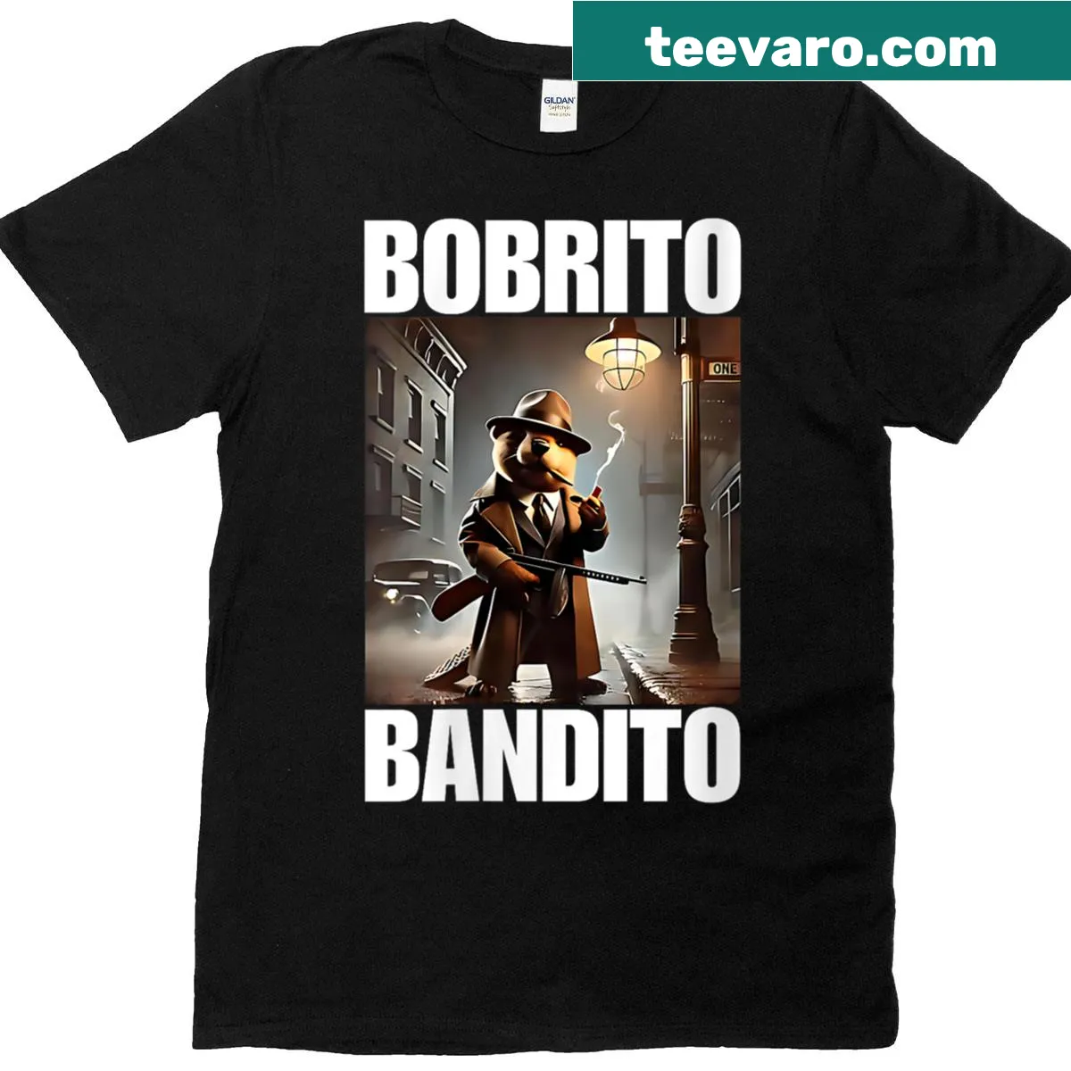 T-shirt featuring Bobrito Bandito meme design — on a men's t-shirt