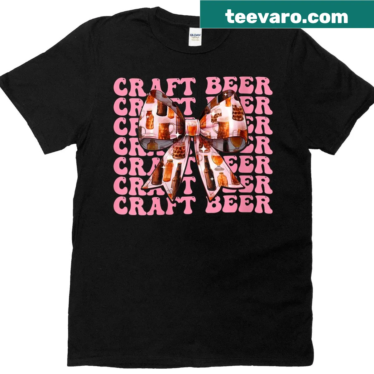 Coquette bow and craft beer design on a T-shirt for moms — on a men's t-shirt