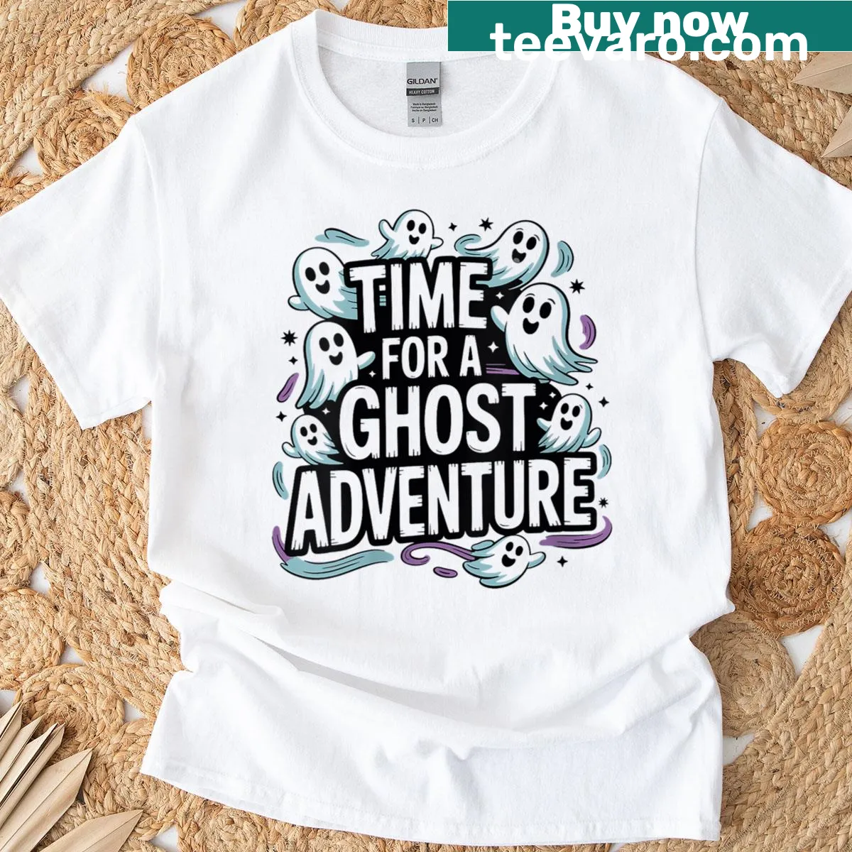 T-shirt with a playful quote about ghost hunting adventures — on a men's t-shirt