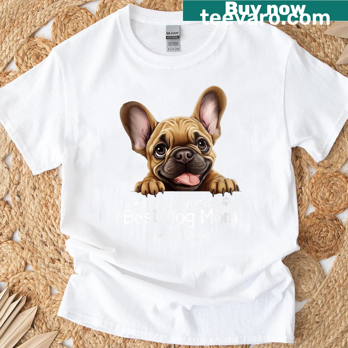 Happy Mothers Day French Bulldog Mom graphic T-shirt — on a men's t-shirt