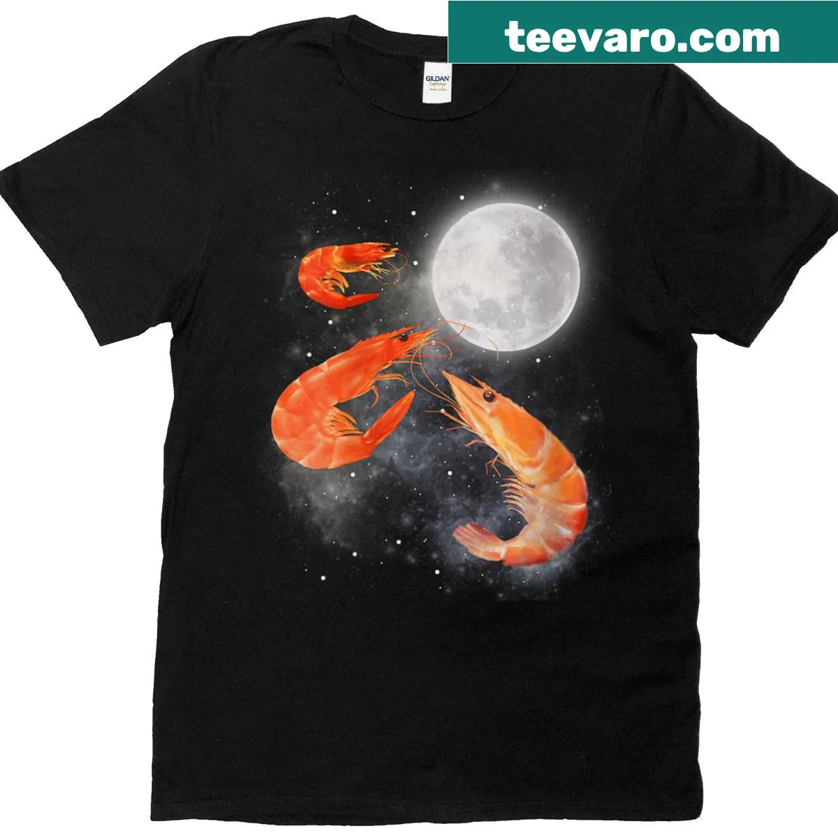 Funny shrimp meme T-shirt with howling shrimp design — on a men's t-shirt