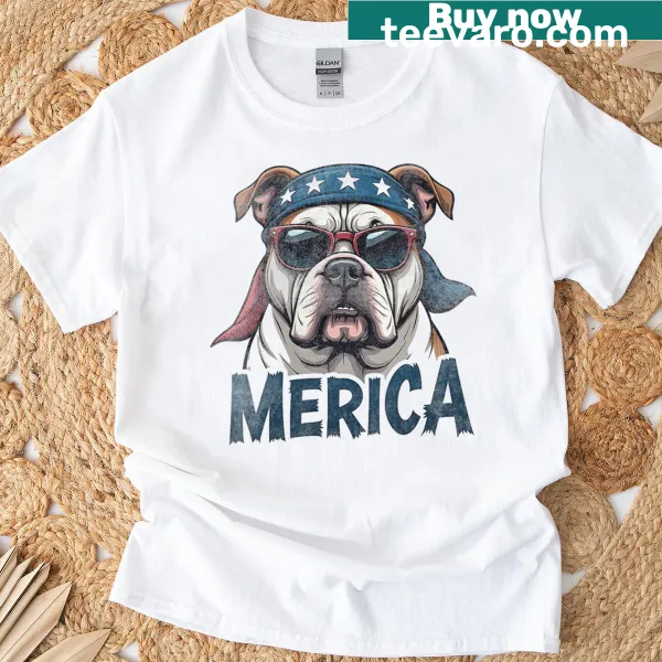 Vintage bulldog t-shirt for celebrating the 4th of July