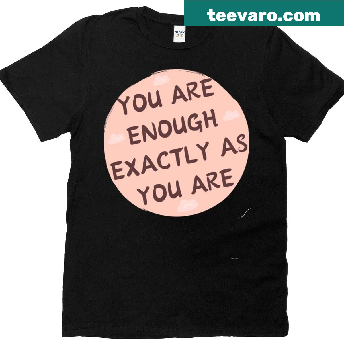 Inspirational text graphic on oversized T-shirt promoting self-acceptance — on a men's t-shirt