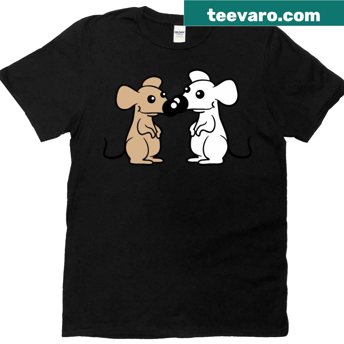 Cute design of two mice with touching noses for Valentine's Day. — on a men's t-shirt