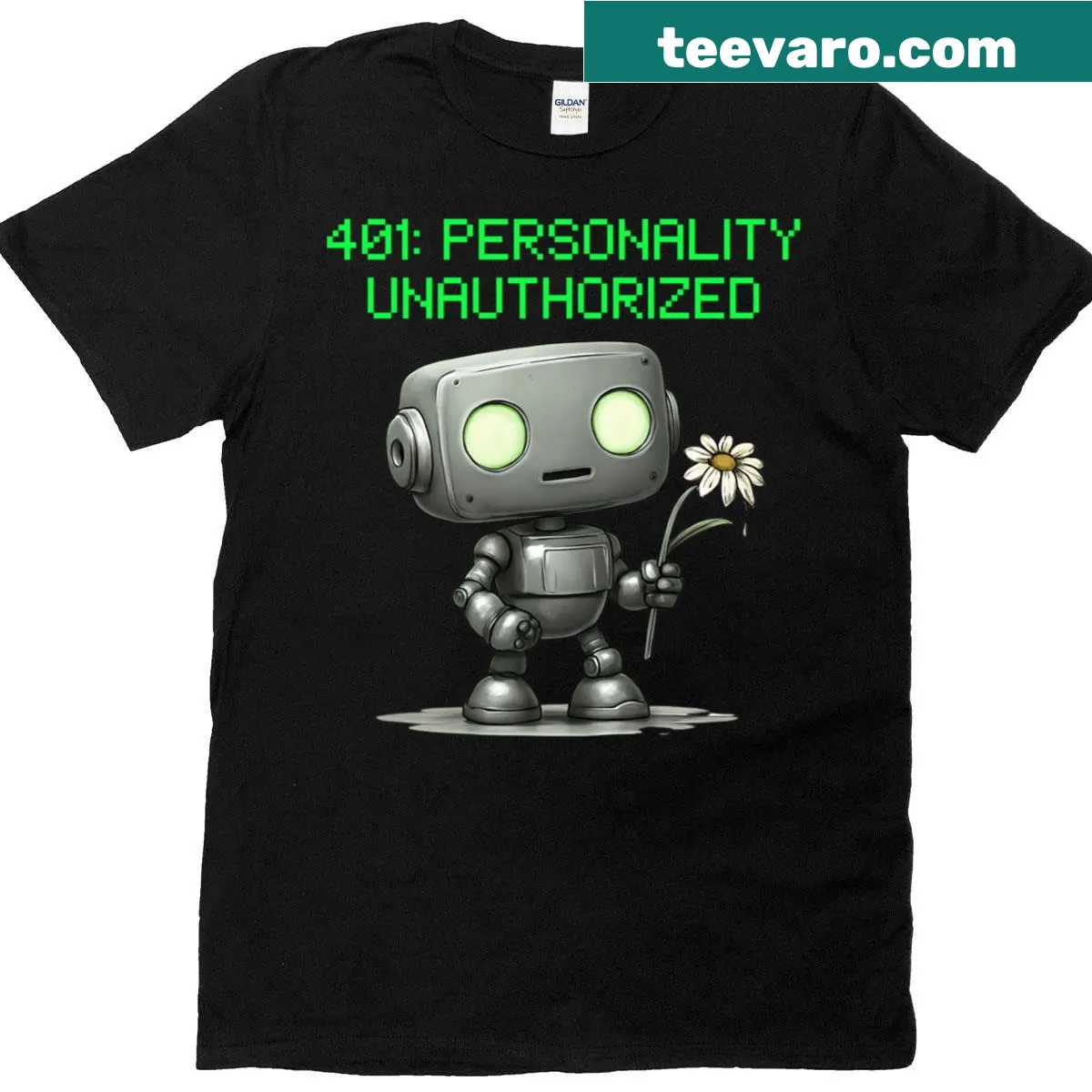 Retro tech robot design T-shirt featuring quirky gears and circuits — on a men's t-shirt