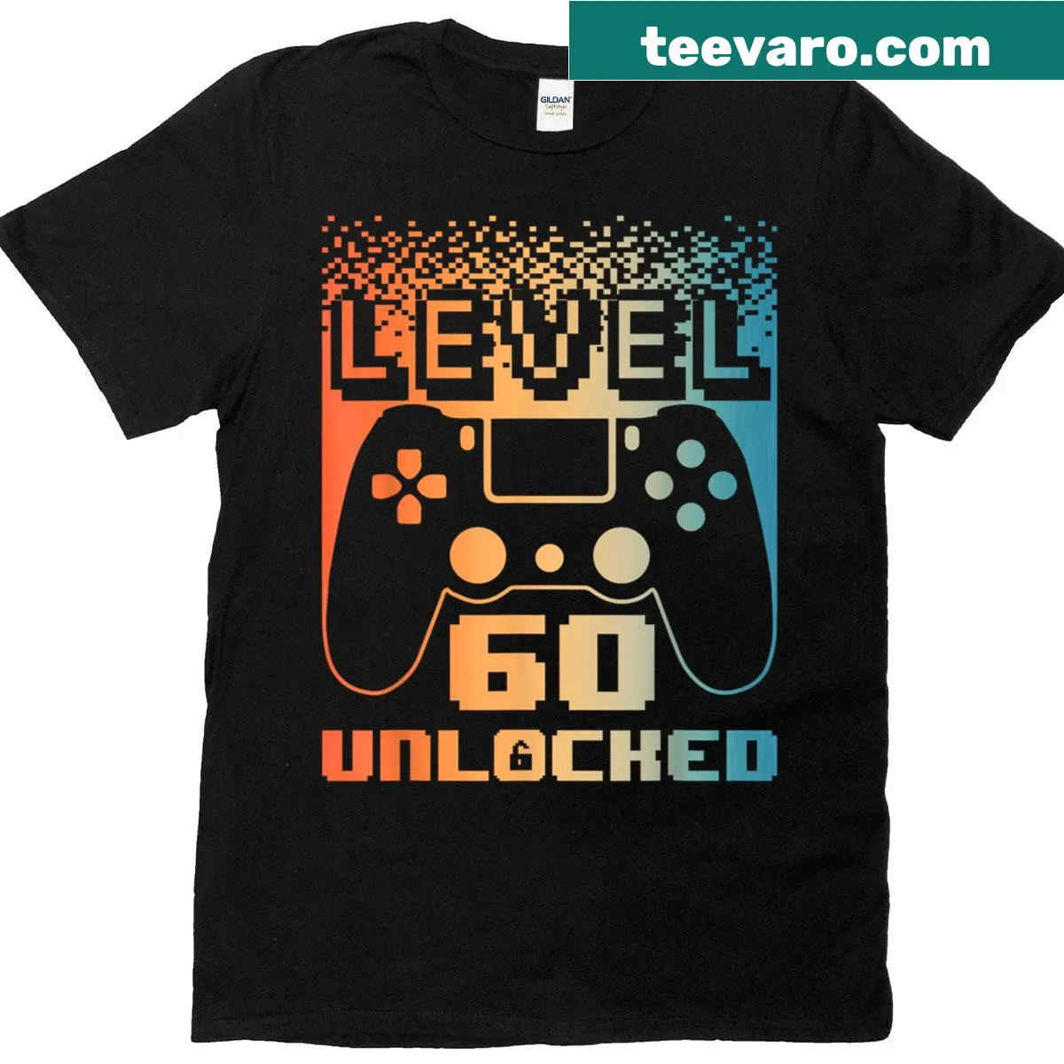 T-shirt with a playful Level 60 Unlocked design for a 60th birthday — on a men's t-shirt
