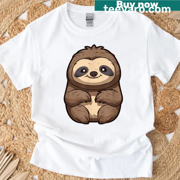 Cute cartoon sloth illustration t-shirt for kids