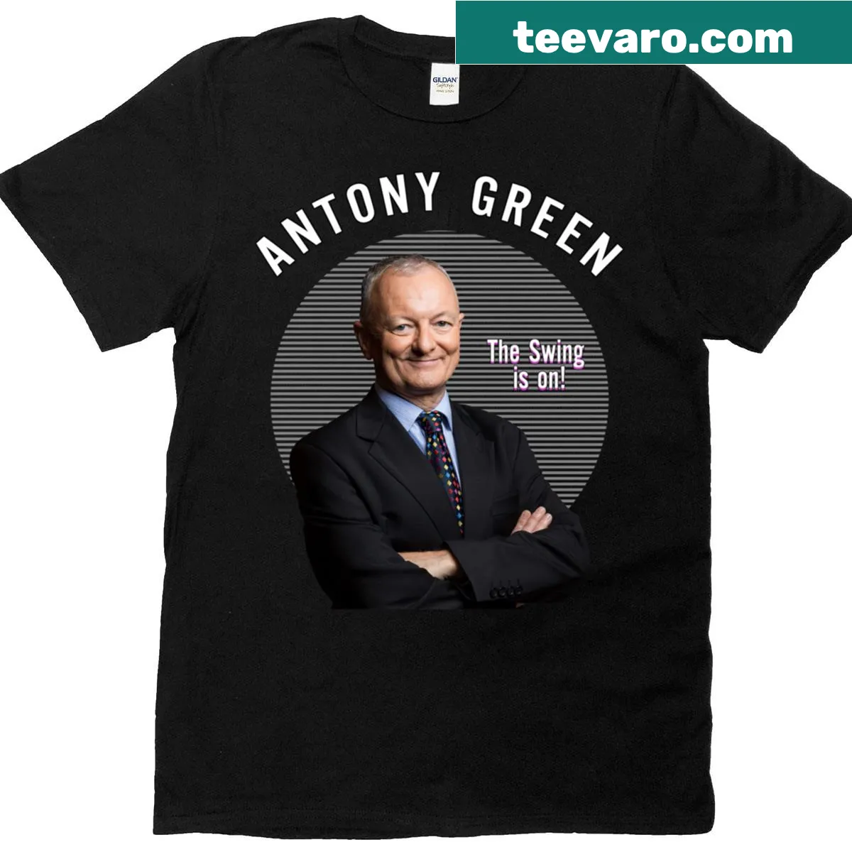 Stylish typography design honoring Antony Green on T-shirt — on a men's t-shirt