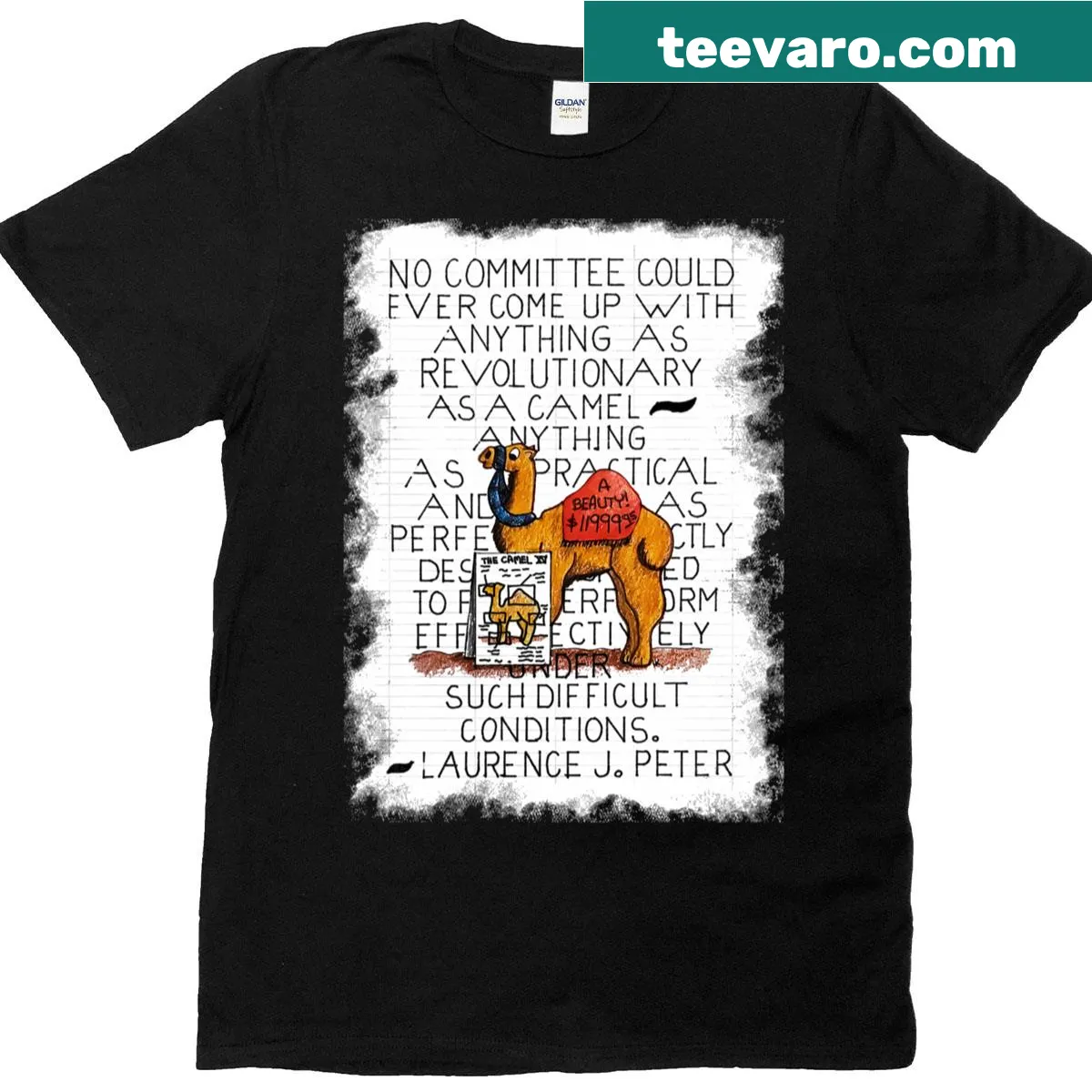 T-shirt featuring the phrase 'As Revolutionary As A Camel' — on a men's t-shirt