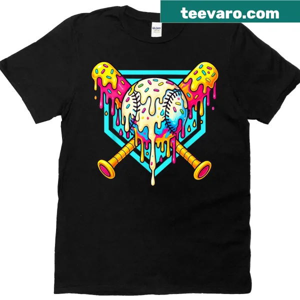 Youth baseball t-shirt with home plate and ice cream drip design