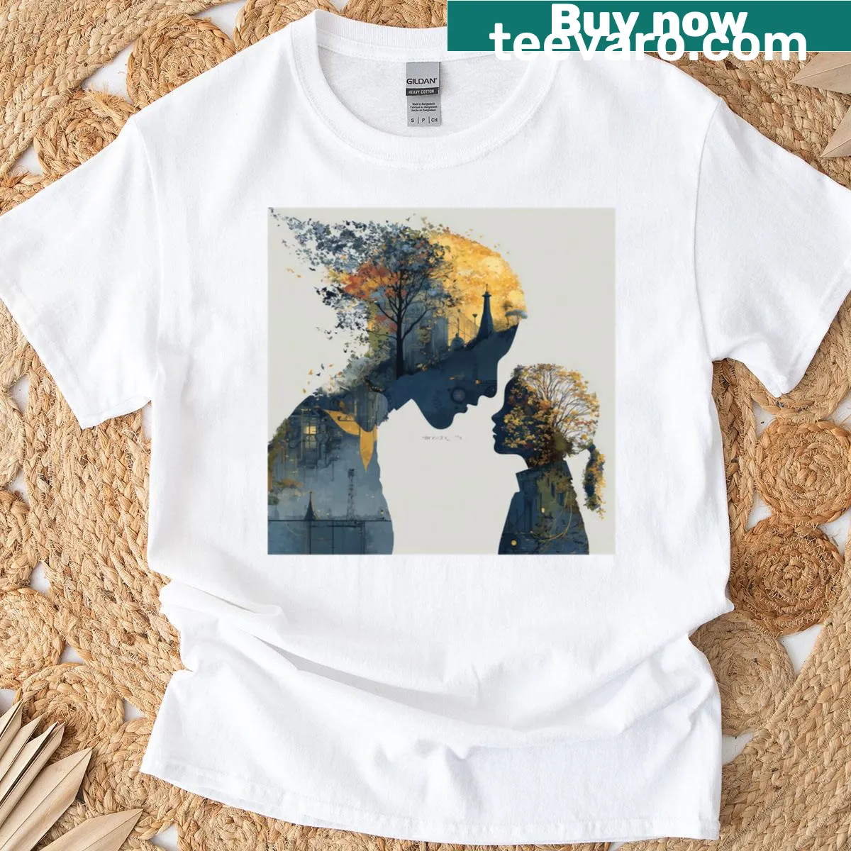 Illustration of a mother's love on a sentimental t-shirt design — on a men's t-shirt