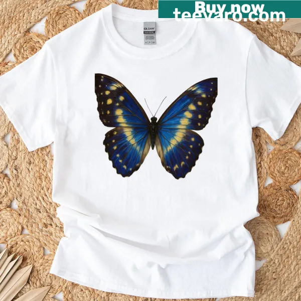 Cartoon butterfly graphic on a T-shirt