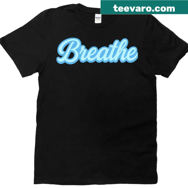Graphic T-shirt featuring the word 'Breathe' in a simple design