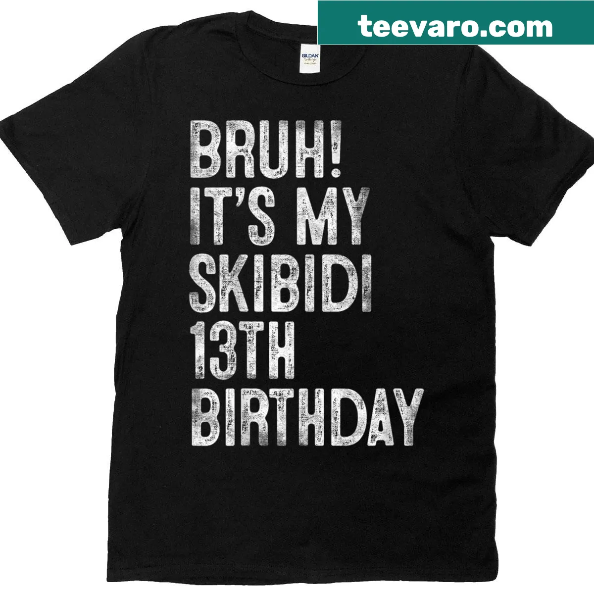 Fun birthday T-shirt with 'Bruh Its My 13th Birthday' graphic — on a men's t-shirt