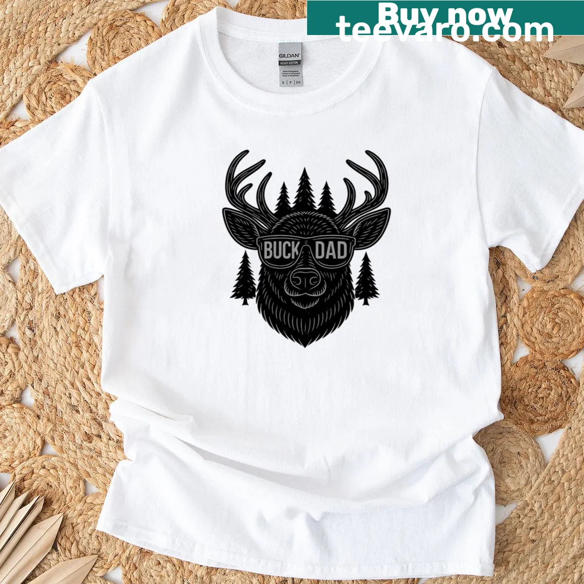 Cool deer head with sunglasses illustration T-shirt — on a men's t-shirt