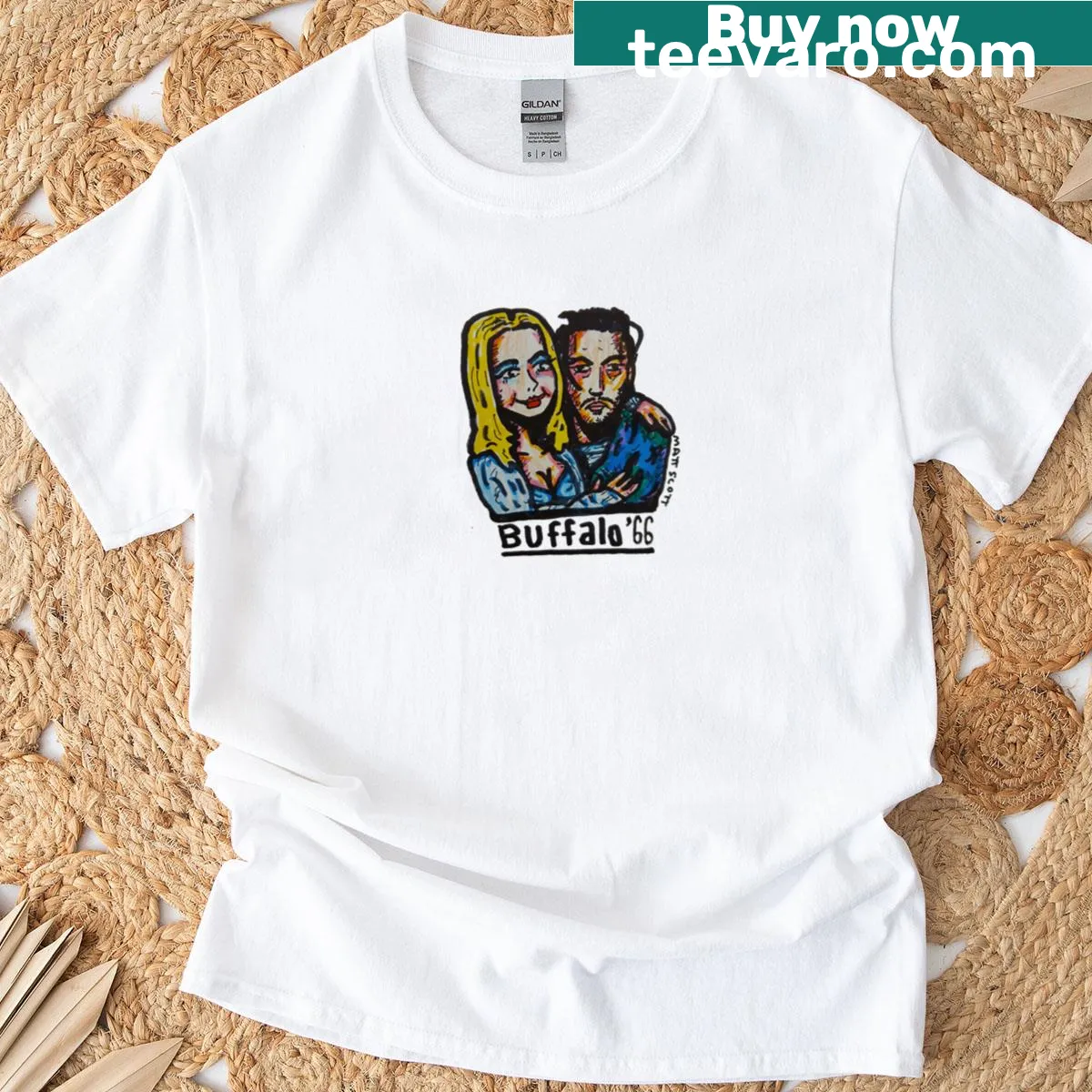 Minimalist buffalo silhouette graphic on a t-shirt for nature lovers — on a men's t-shirt