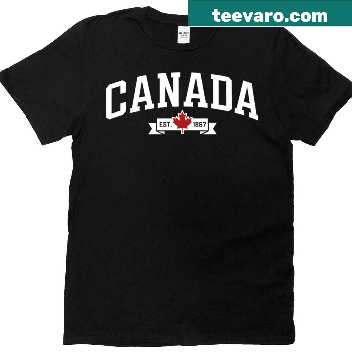 Maple leaf design representing Canada on a T-shirt — on a men's t-shirt