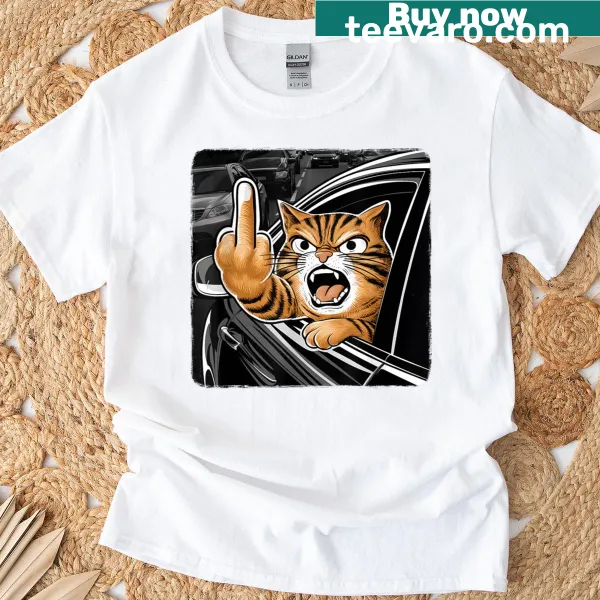 Cute t-shirt for cat lovers featuring car-themed cat illustrations.