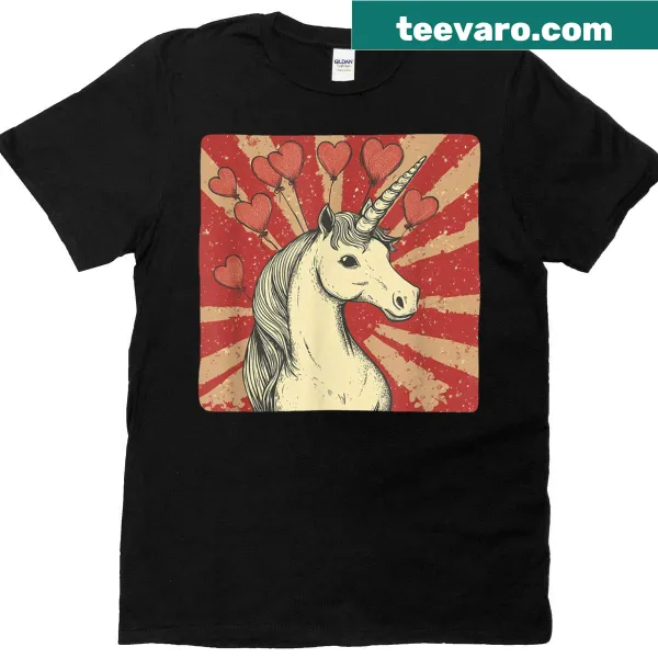 Funny unicorn graphic for Valentine's Day on a T-shirt
