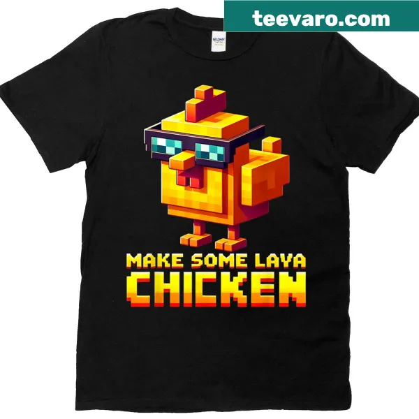 Pixel art chicken graphic t-shirt for gaming enthusiasts