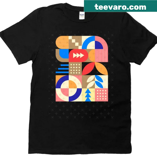 Oversized t-shirt with abstract typography design in motion.