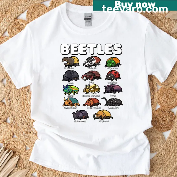 Cartoon beetles graphic on a premium T-shirt