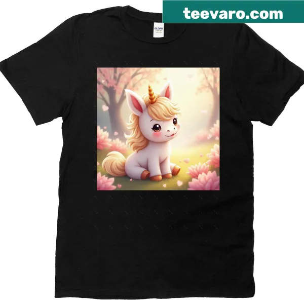 Cute pony surrounded by flowers on an oversized T-shirt