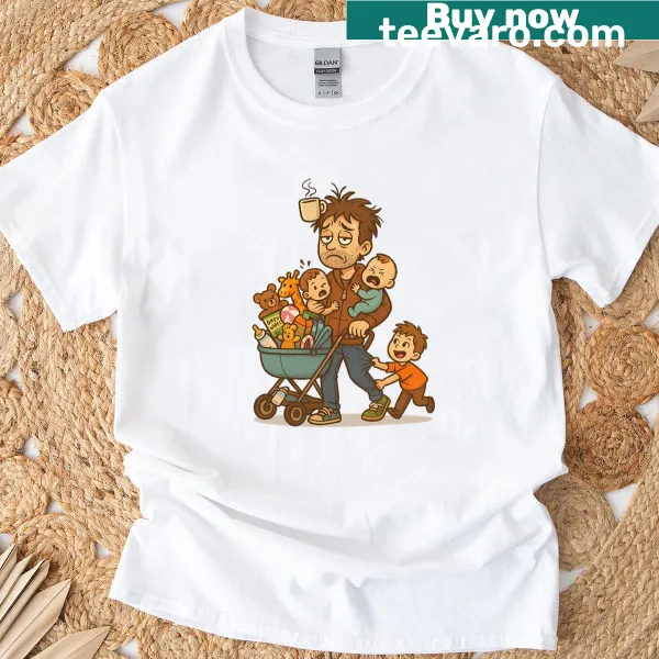 Funny dad-themed t-shirt with survival mode graphic