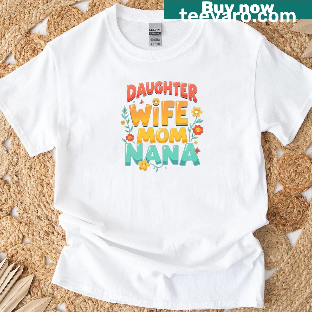 Celebratory Women's Day T-shirt featuring Daughter, Wife, Mom, and Nana — on a men's t-shirt