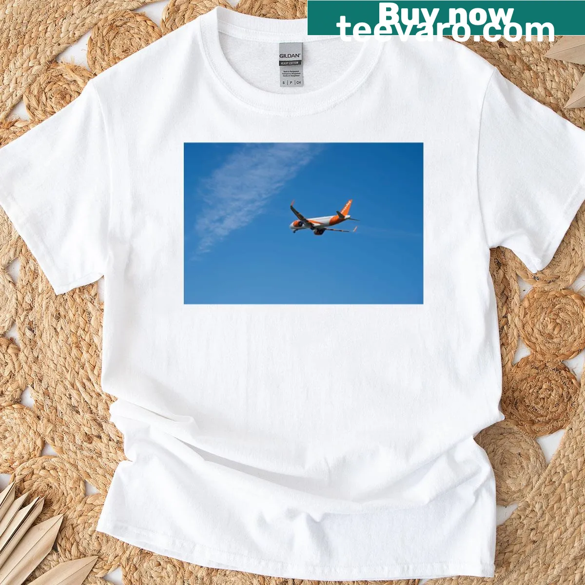 Illustration of EasyJet Airbus A320 on T-shirt — on a men's t-shirt