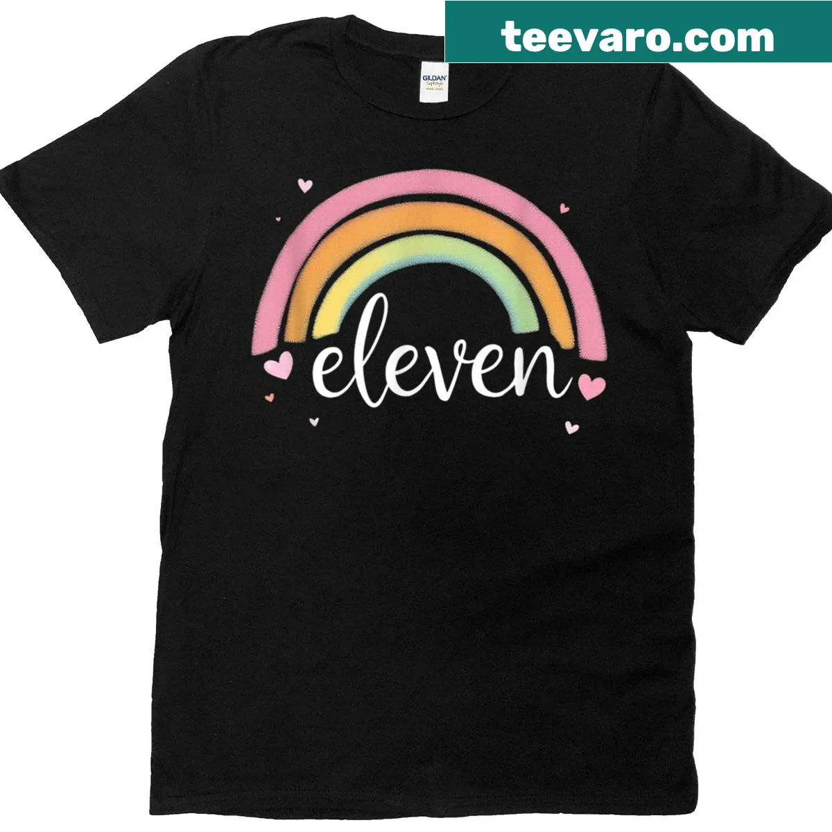T-shirt featuring an eleven-color rainbow design — on a men's t-shirt