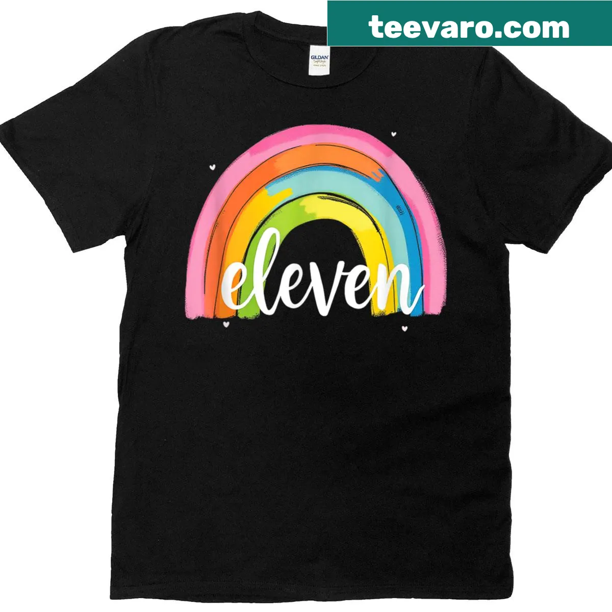 T-shirt featuring an eleven-color rainbow design — on a men's t-shirt