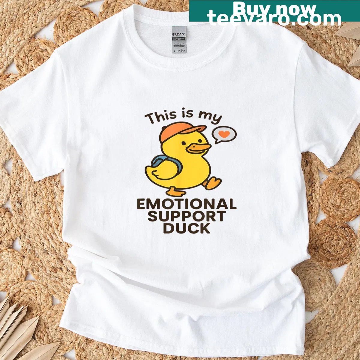 Cute cartoon duck design for emotional support on a t-shirt — on a men's t-shirt