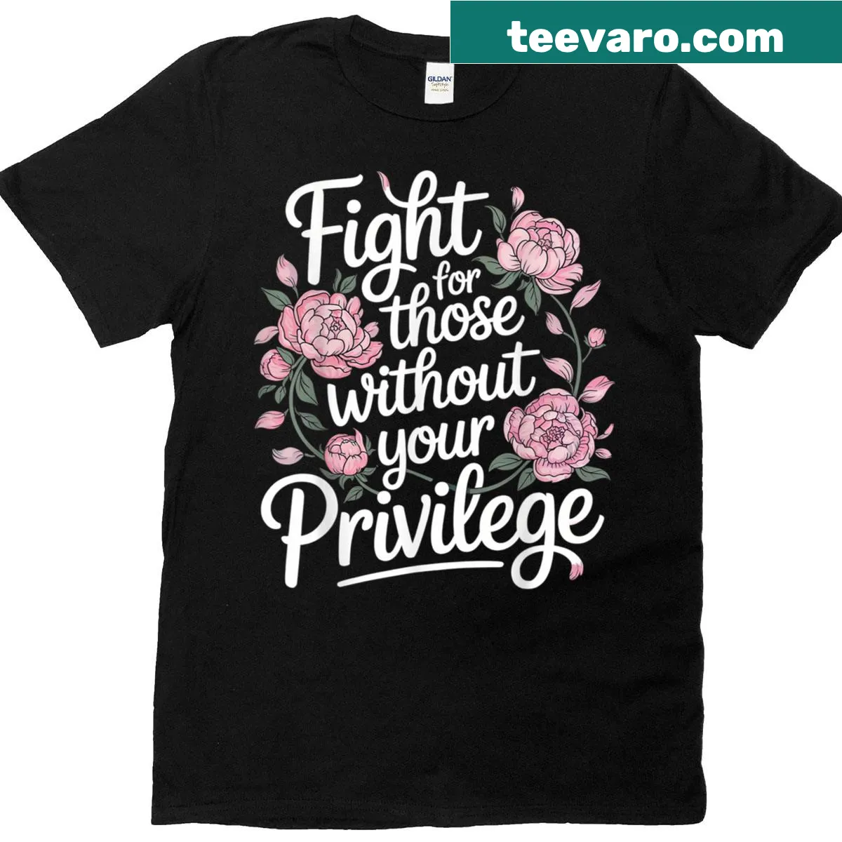 Floral graphic tee with a message about privilege and resistance — on a men's t-shirt