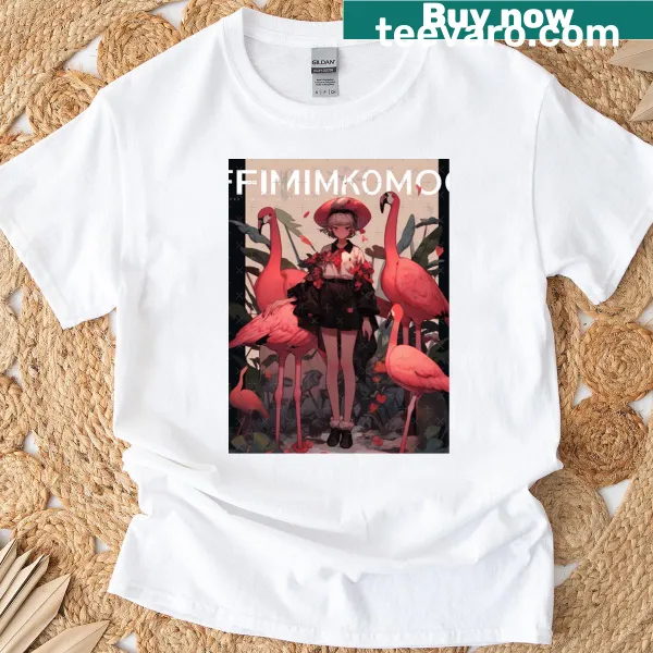 Illustrated flamingo and mushroom design for a fun safari vibe.