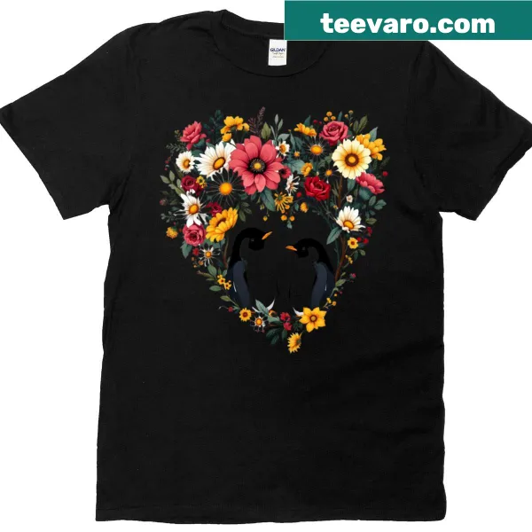Illustration of lovebirds and flowers on oversized t-shirt