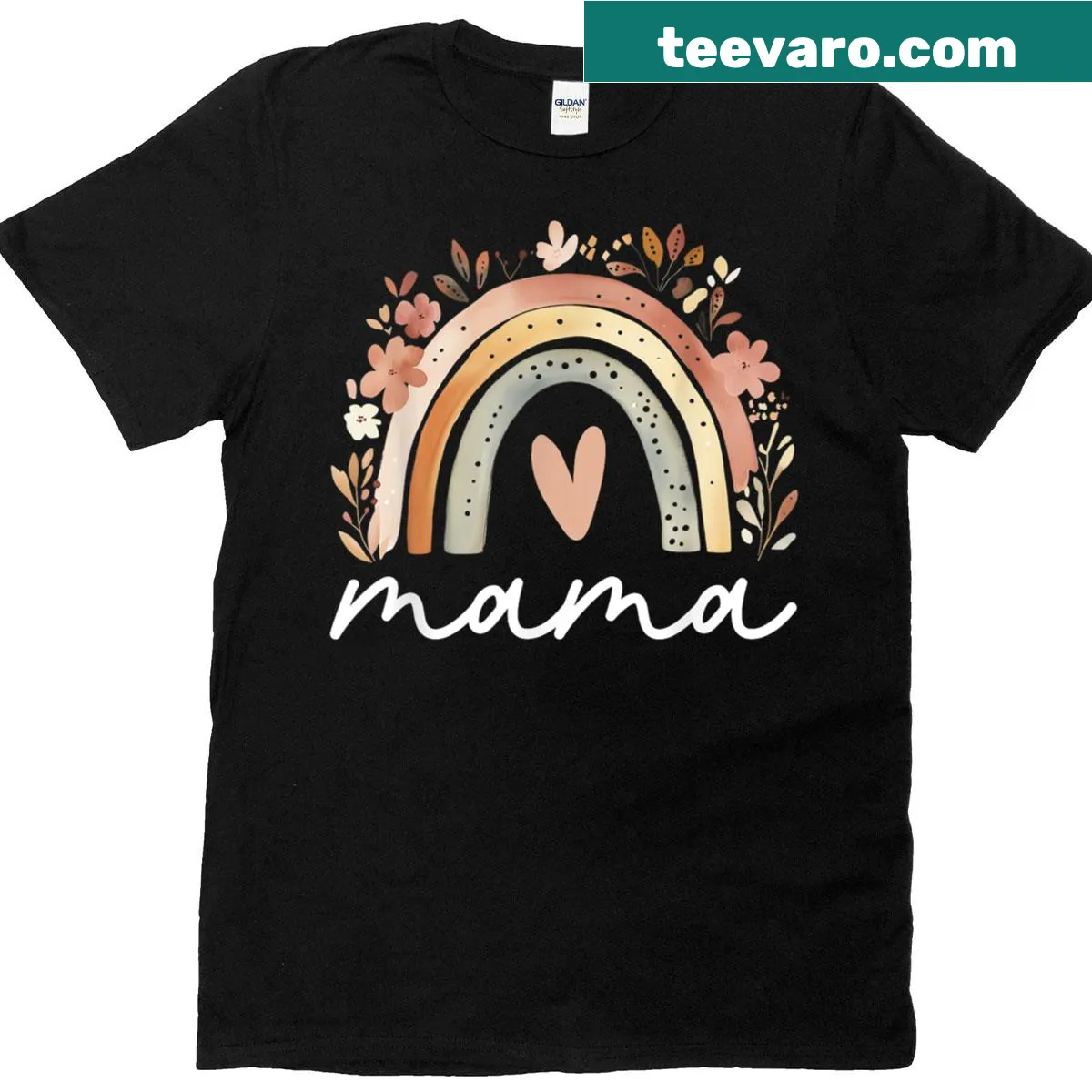 Heart and floral design with 'Mama' text on cute mom t-shirt — on a men's t-shirt