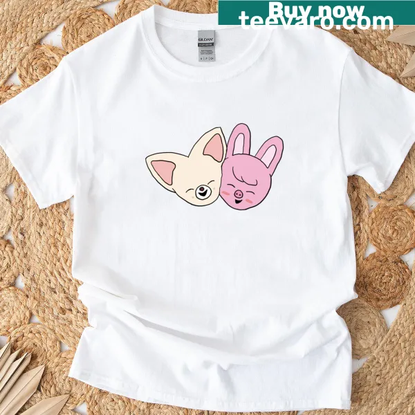 Adorable Foxiny and Dwaekki illustration on T-shirt