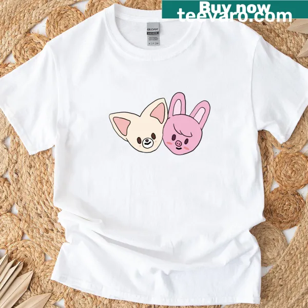 Cartoon T-shirt featuring Foxiny and Dwaekki characters