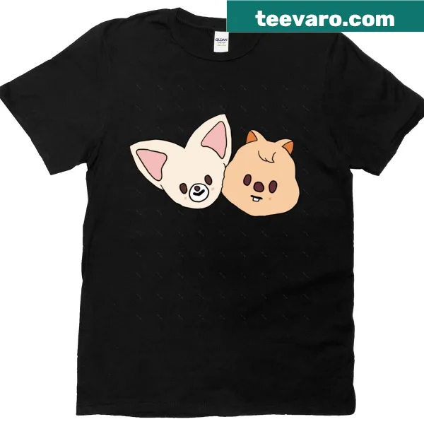 Adorable fox and quokka graphic oversized tee for kids