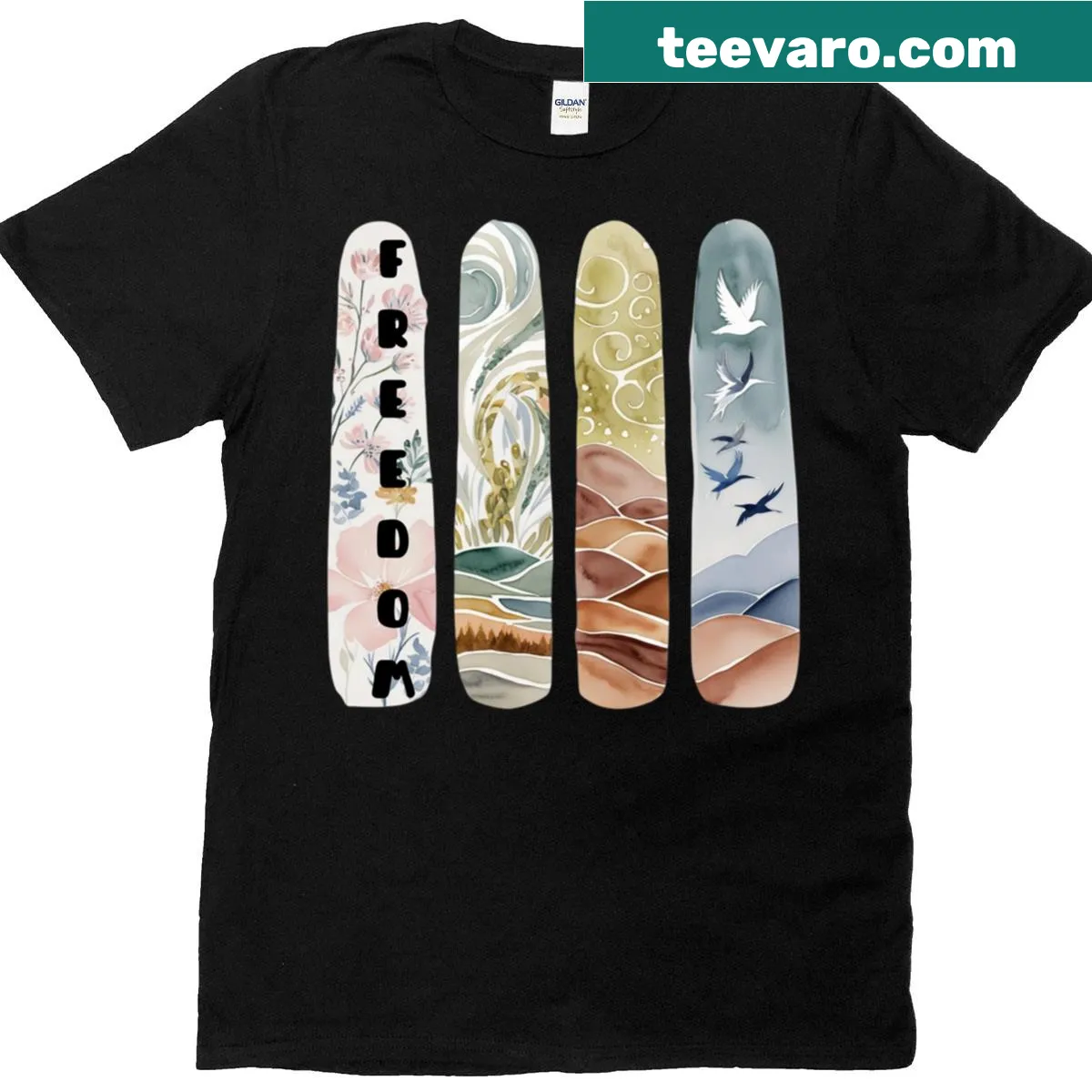 Inspirational typography T-shirt about freedom and nature — on a men's t-shirt