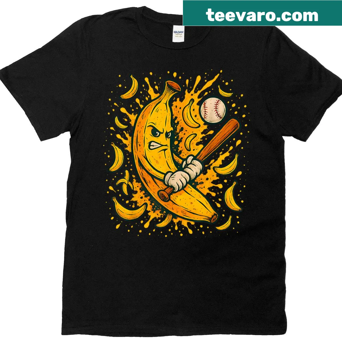 Retro baseball-themed T-shirt with player graphic — on a men's t-shirt