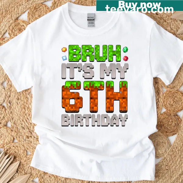 Cartoon pixel birthday shirt for a 6-year-old gamer