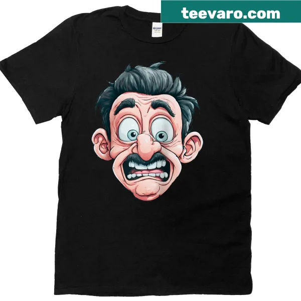 Raglan baseball tee with a funny cartoon face design