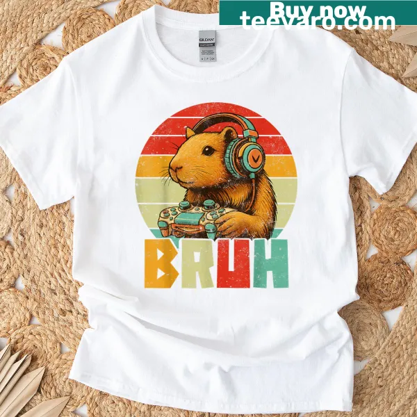 Graphic T-shirt featuring a whimsical capybara design